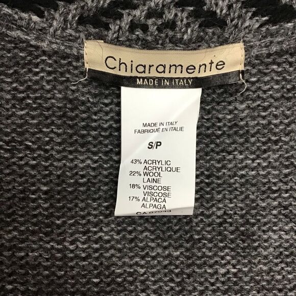 CHIARAMENTE coatigan knit open long duster cardigan sweater wool alpaca black - Picture 7 of 12